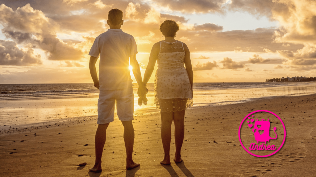 Imagen de una pareja feliz mirando hacia el horizonte o el futuro